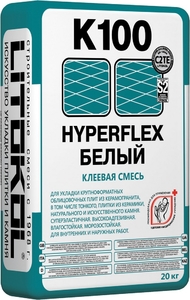 Клей высокоэластичный для укладки крупноформатных плит HYPERFLEX K100 Белый (класс С2 TЕ S2) 20кг
